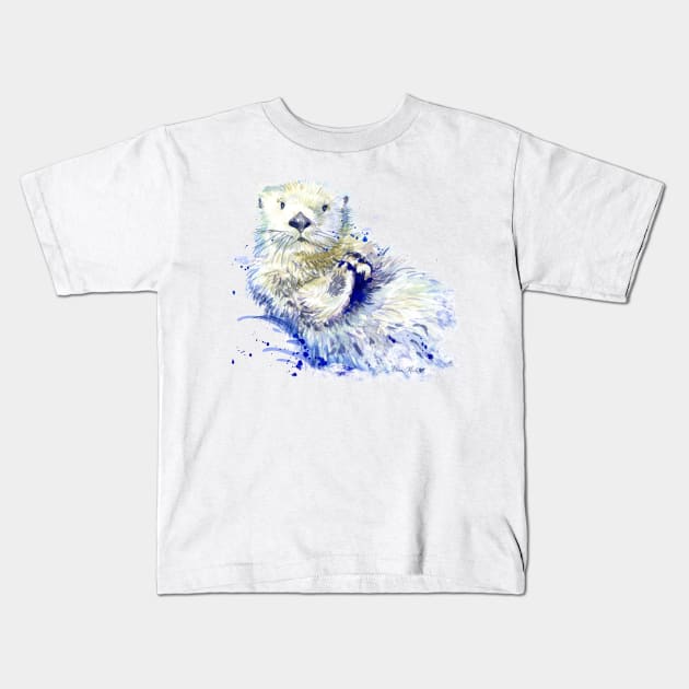 Sea Otter Kids T-Shirt by ElenaMarkelovaArt